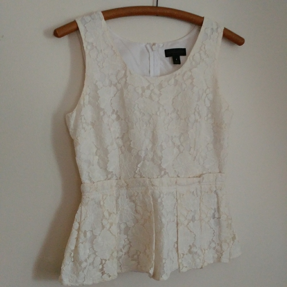 Creamy Lace Peplum Tank